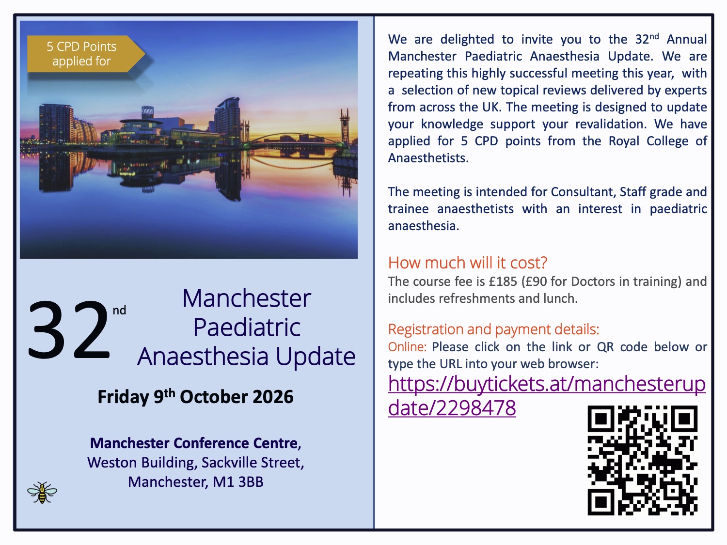 32nd Manchester Paediatric Anaesthesia Update Event